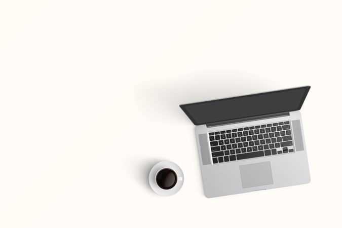 Modern workspace with  copy space on color background