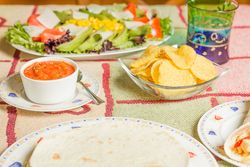 Traditional mexican food with nachos and tortillas