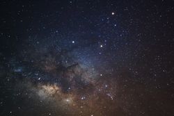 Close-up of Milky Way, Long exposure photograph, with grain