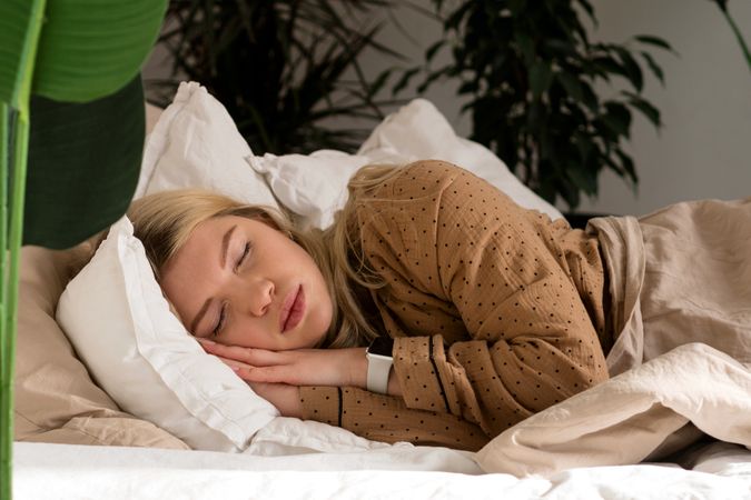 Blissful sleep amidst indoor greenery