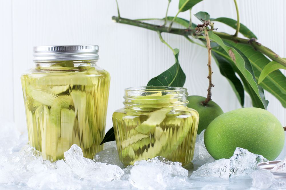 Homemade Manisan or Asinan Mangga is Candied Young Mango Pickles
