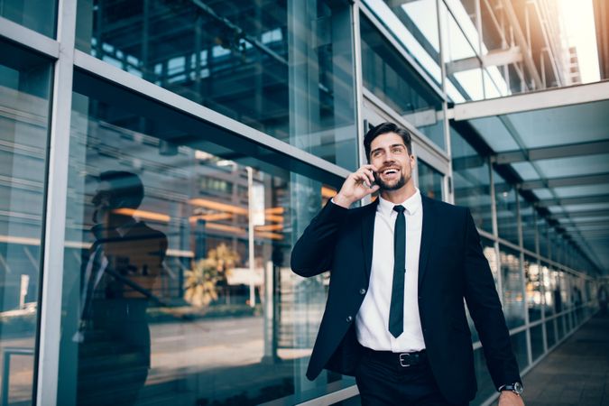 Business traveler making a phone call