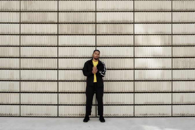 Black male near concrete blocks