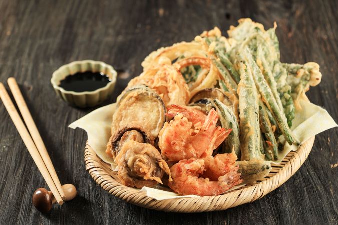 Various Vegetable and Shrimp Japanese Tempura