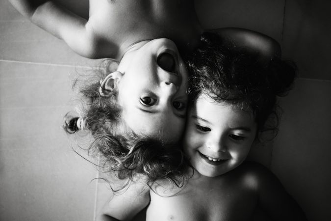 Cute little girls playing at home