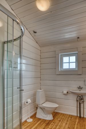 Modern bathroom with toilet sink at home