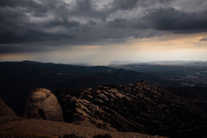 Views of the Montserrat Mountain with storm