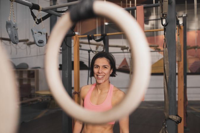 Athletic woman training in gym