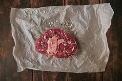 Raw steak with salt