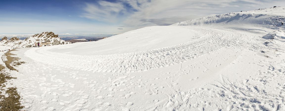Trail of ski resort of Sierra Nevada in winter