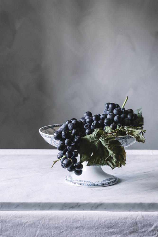 Bunch of grapes on plate