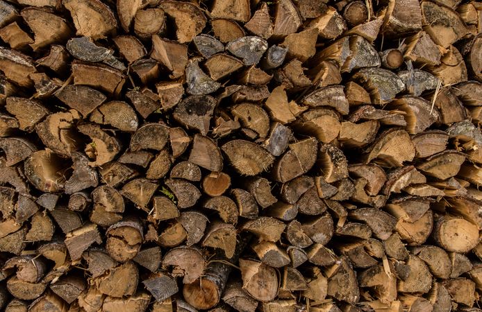 Firewood pile close up