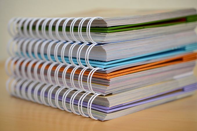 Stack of notebooks in close-up