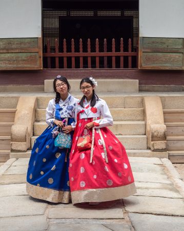 Seoul, South Korea - August, 08 2017: Asian women in traditional Korean clothing