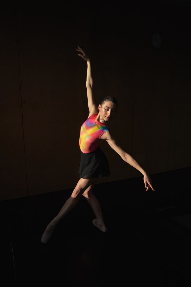 Warm-up and rehearsal of a professional ballet dancer