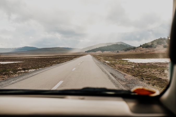 Road trip on cloudy day