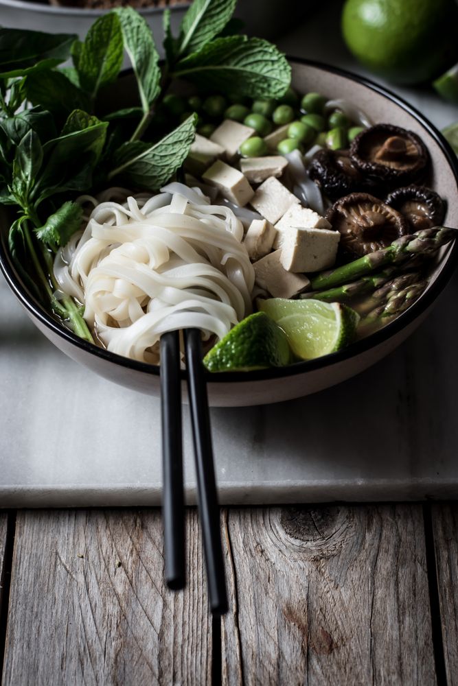 Pho soup with noodles