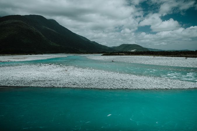 Beautiful beach with turquoise water and hills