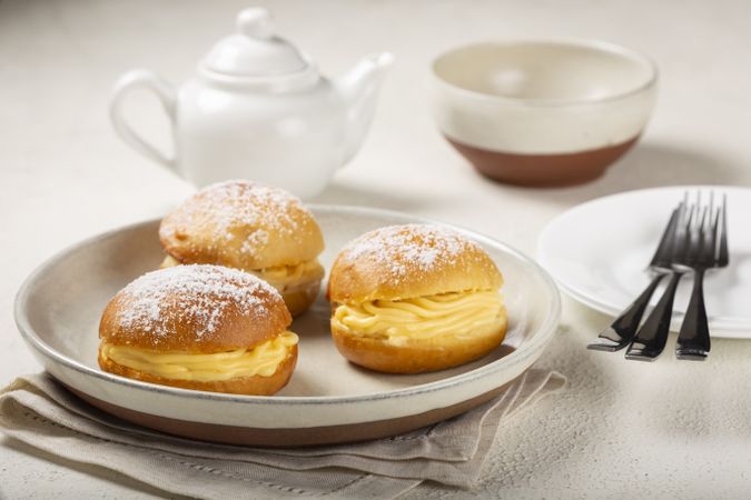 Berlin balls. Bread stuffed with icing cream.