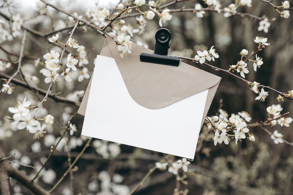 Spring wedding stationery mockup.
