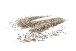 Many chia seeds isolated on blank background
