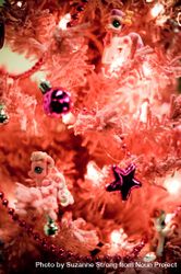 Artificial pink festive tree with lights and ornaments 43JaV5
