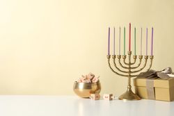 Concept of Jewish holiday, Hanukkah, space for text