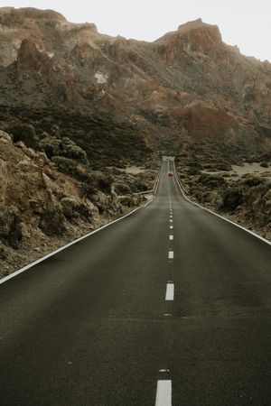 Road in desert to hills
