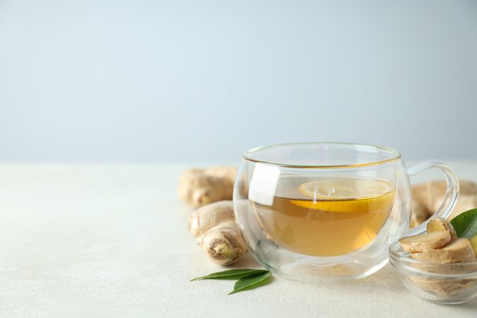 Cold treatment, healthcare concept - tea with ginger