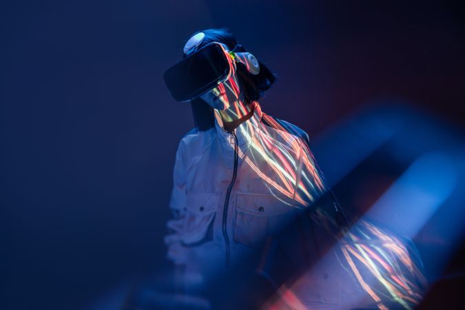 Woman in VR headset