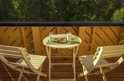 Breakfast table on balcony
