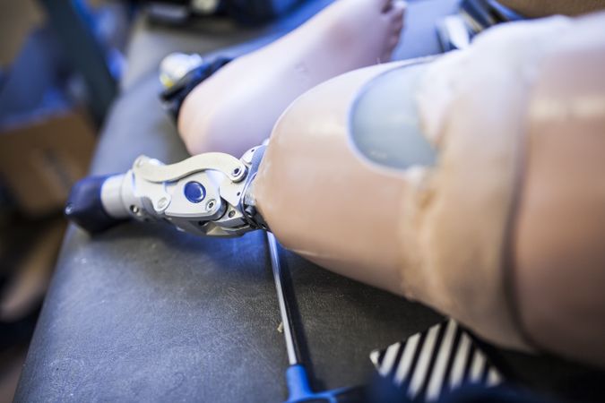 prosthesis on desk of workshop