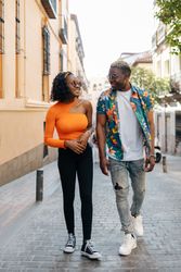 Young Black friends walking in the street