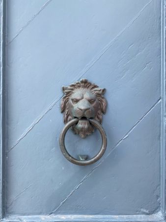 Patmian knocker close up of lionshead