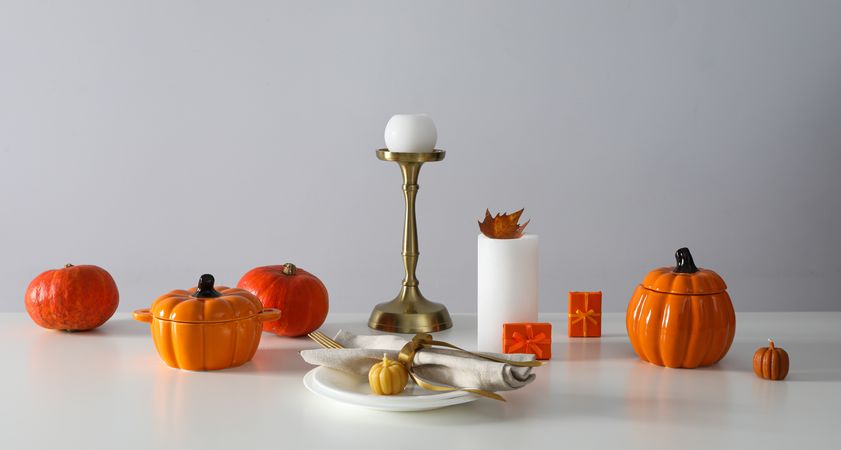 Fall season, autumn time, table setting for fall season