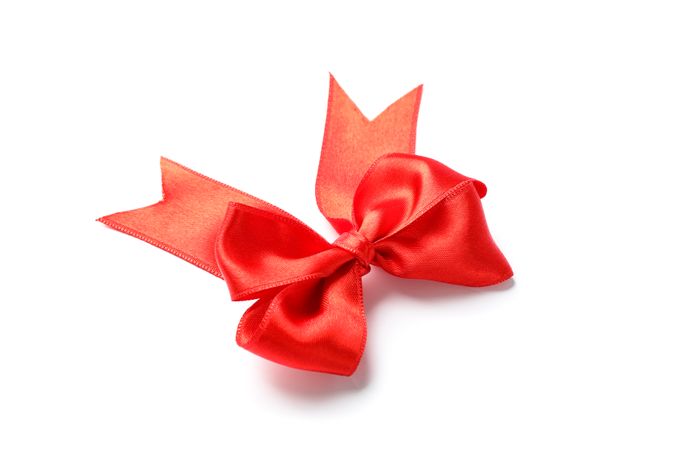 Red bow isolated on blank background. Gift concept