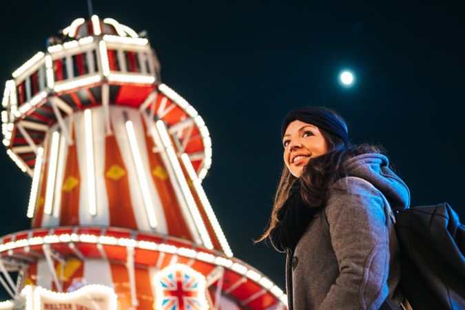 Woman in amusement park