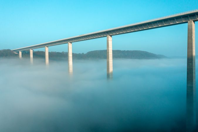 Autobahn bridge at sunrise over the Kocher river valley in Germany