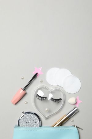 concept of cosmetology tools and beauty treatment, false eyelashes