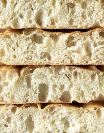 Focaccia slices close up