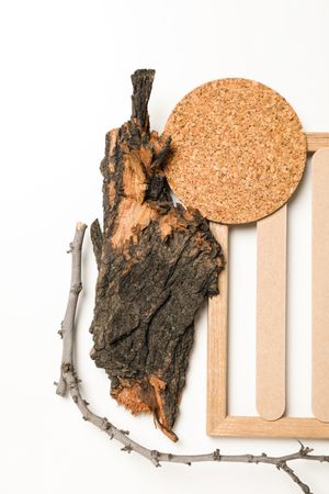 Flat lay of creative moodboard composition, top view