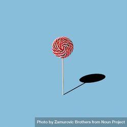 Lollipop and shadow on blue background 4Bqmd5
