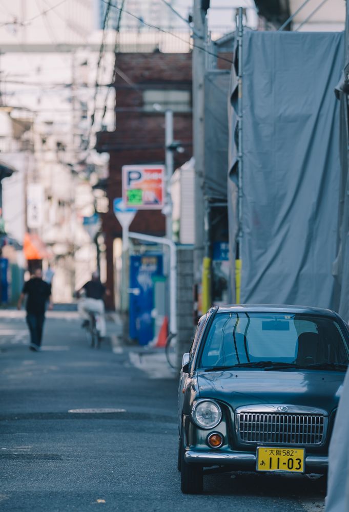 Car parked on street in Japan