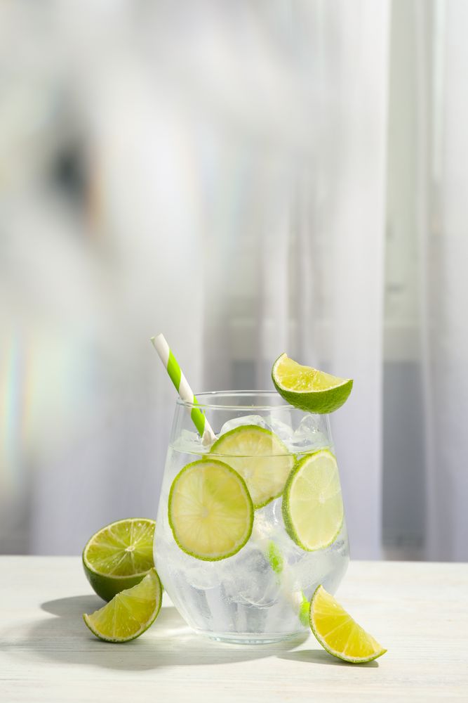 Glass of mojito, delicious fresh summer cocktail, space for text