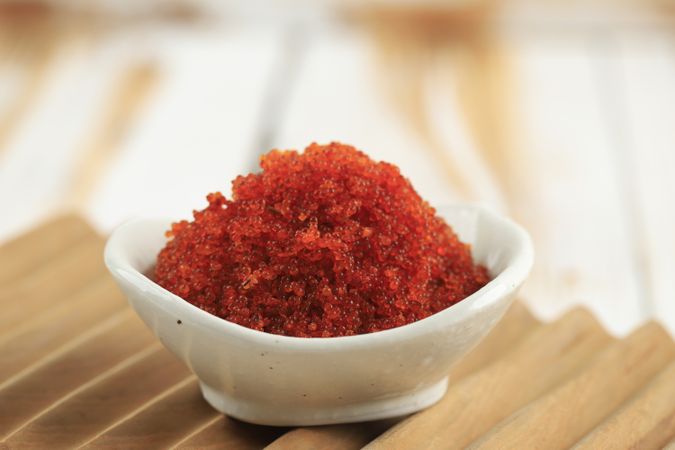 Close Up Orange Tobiko, Japanese Flying Fish Caviar