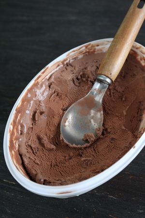 Store Bought Chocolate Chips Ice Cream with Icecream Scoop