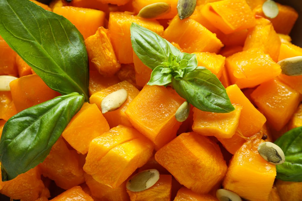 Concept of tasty homemade dish - baked pumpkin