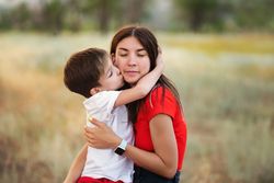 Affectionate mom with son outdoor