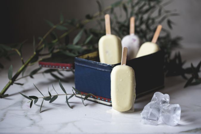 Assorted ice cream popsicles