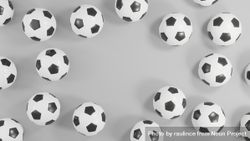 Sophisticated 3D footballs: Monochromatic soccer balls on a grey backdrop 0K9PZ4